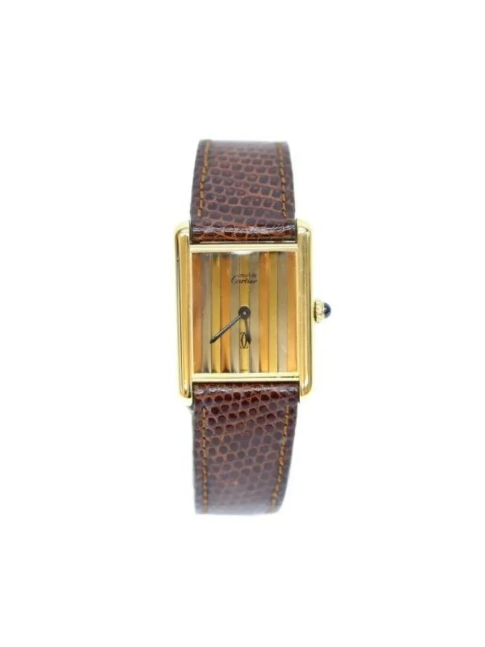 Cartier Must Tank Vermeil LM Trinity Dial Hand Wound Leather